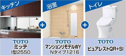 TOTO マンション用水まわり3点+内装パック