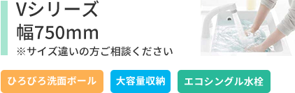 LIXILPVシリーズ幅750mm スキマなし排水溝 LED照明 大容量収納 くもり止めミラー